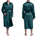 thumbnail image 1 of Frnrwgo Men's Satin Bathrobe Lightweight Open Front Long Sleeve Solid Color Home Sleepwear, 1 of 2