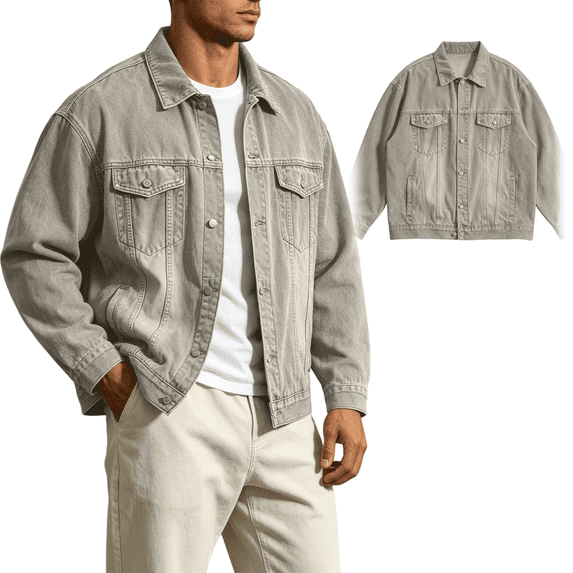 Frnrwgo Men's Soft Denim Jacket Loose Fit Vintage Washed Button Front Casual Streetwear Outerwear
