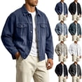 thumbnail image 1 of Frnrwgo Men's Soft Denim Jacket Loose Fit Vintage Washed Button Front Casual Streetwear Outerwear, 1 of 9