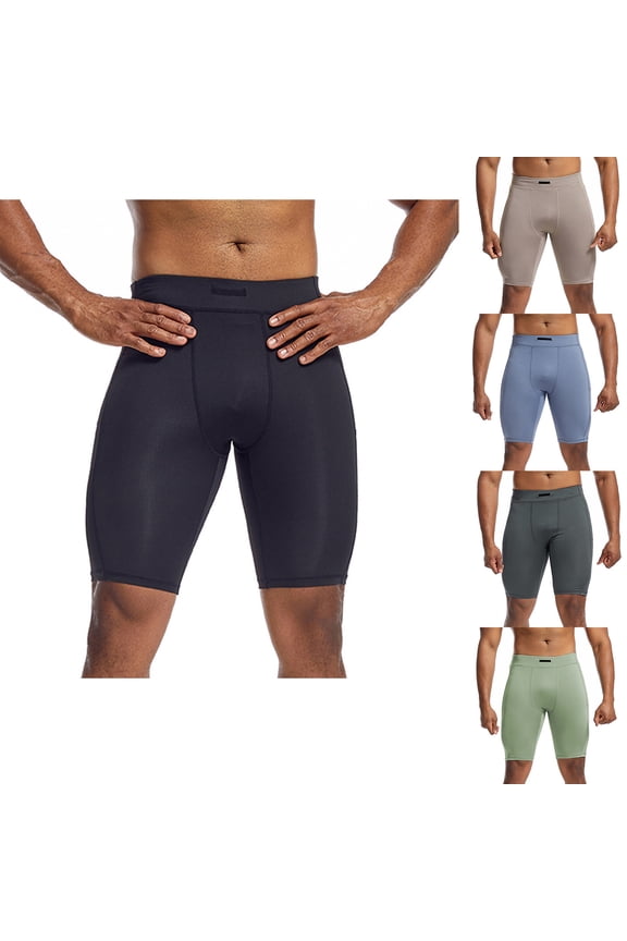 Men's Split Hem Shorts Solid Drawstring Elastic Waist Pocket Casual Gym Running Shorts