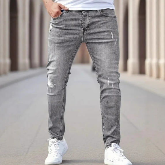 Frnrwgo Men's Summer Jeans Fashion Casual Sporty Breathable Lightweight Street Denim Pants