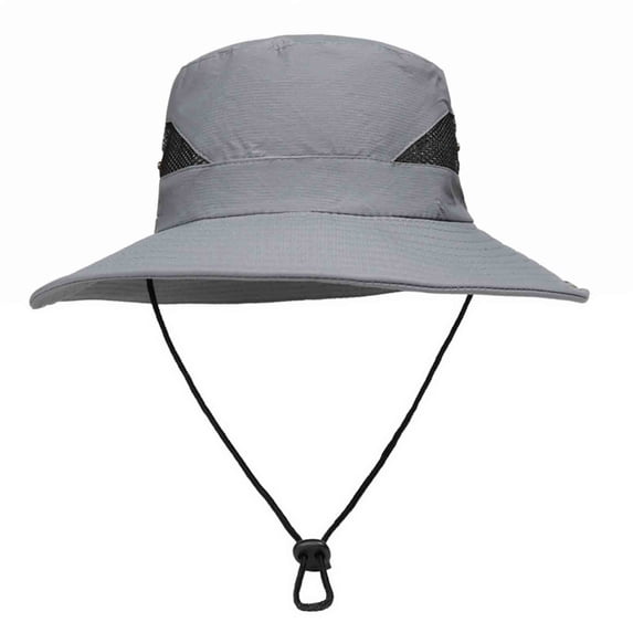 Frnrwgo Men’s Sun Hat Adventure Camping Wide Brim Breathable Packable Drawstring Safari Cap