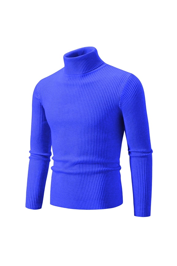 Men's Sweater Turtleneck Thick Warm Stretchy Solid Long Sleeve for Winter Home
