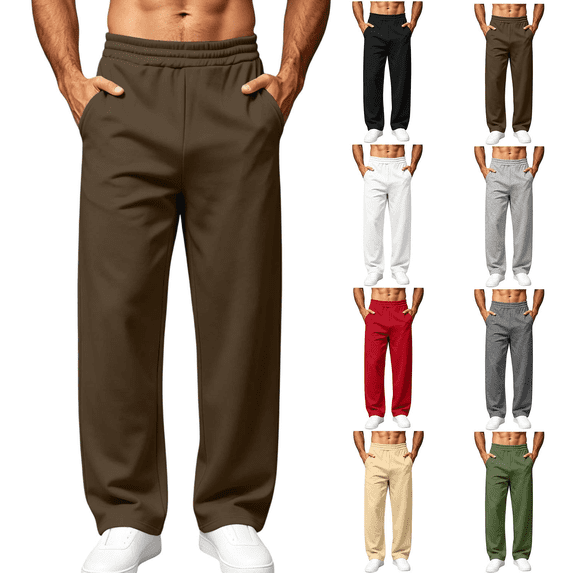 Frnrwgo Men's Sweatpants with Deep Pockets Wide Leg Loose Fit Casual Pants for Daily Wear