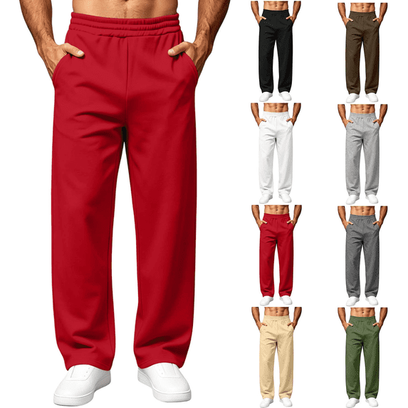 Frnrwgo Men's Sweatpants with Deep Pockets Wide Leg Loose Fit Casual Pants for Daily Wear