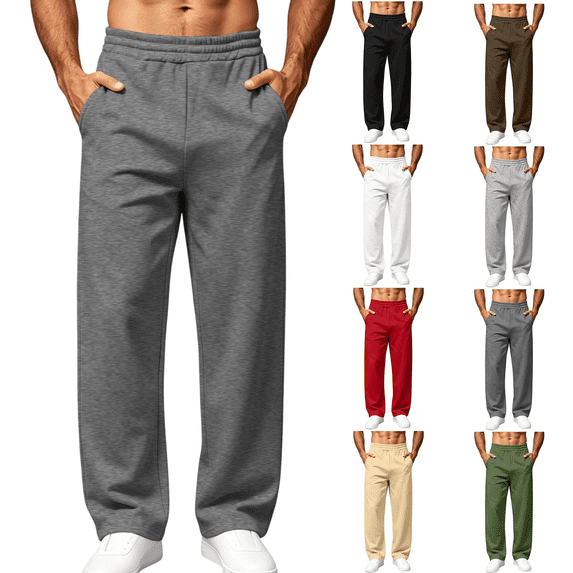 Frnrwgo Men's Sweatpants with Deep Pockets Wide Leg Loose Fit Casual Pants for Daily Wear