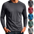 thumbnail image 1 of Frnrwgo Men's T-Shirt Regular Fit Long Sleeve Solid Color Breathable Lightweight Sports Casual All Season Top, 1 of 9
