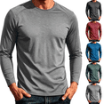 thumbnail image 1 of Frnrwgo Men's T-Shirt Regular Fit Long Sleeve Solid Color Breathable Lightweight Sports Casual All Season Top, 1 of 9