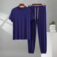 thumbnail image 1 of Frnrwgo Mens 2 Piece Lounge Set Solid Color Short Sleeve T Shirt and Drawstring Jogger Pants Soft Breathable Lightweight Casual Outfits, 1 of 5