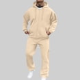 thumbnail image 1 of Frnrwgo Mens 2 Piece Outfit Hooded Sweatshirt and Cargo Pants Set Long Sleeve Pocket Casual Tracksuit, 1 of 5