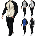 thumbnail image 1 of Frnrwgo Mens 2-Piece Tracksuit Jacket and Pants Set Loose Fit Color Block Raglan Sleeve Casual Fall Winter Outfit with Full zip, 1 of 7