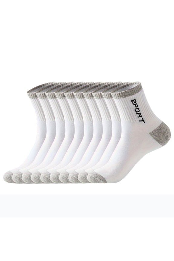 Mens 5 Pairs Long Tube Socks Sweat Absorbent Breathable Anti Odor Cushioned Solid Color Running Sports Socks for Outdoor Marathon Training