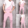 thumbnail image 1 of Frnrwgo Mens Baggy Ripped Denim Cargo Overalls Long Pants Drawstring Waist Loose Fit Pink for Outdoor Hiking, 1 of 5