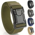 thumbnail image 1 of Frnrwgo Mens Elastic Stretch Nylon Belt Breathable Plastic Buckle Lightweight for Work Hiking, 1 of 5