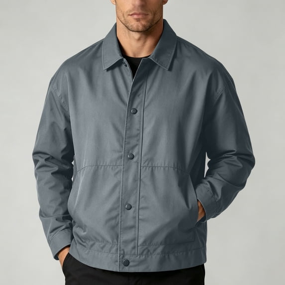 Frnrwgo Mens Jacket Loose Fit Button Front Patch Pocket Lapel Casual Spring Fall Outerwear