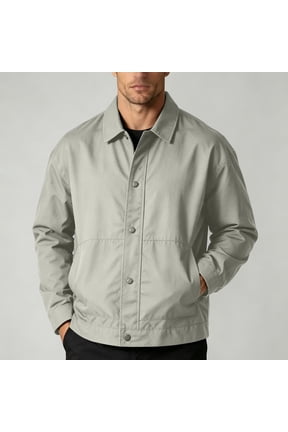 Mens Jacket Loose Fit Button Front Patch Pocket Lapel Casual Spring Fall Outerwear