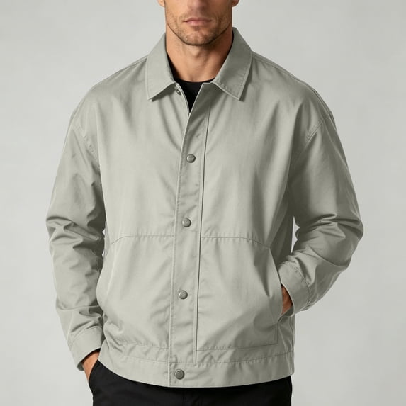 Frnrwgo Mens Jacket Loose Fit Button Front Patch Pocket Lapel Casual Spring Fall Outerwear