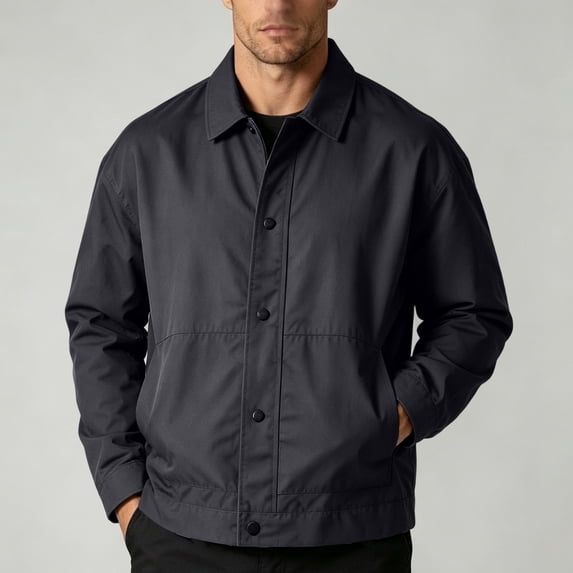 Frnrwgo Mens Jacket Loose Fit Button Front Patch Pocket Lapel Casual Spring Fall Outerwear