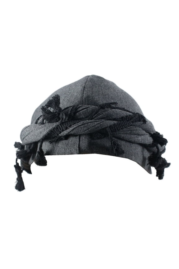 Mens Knit Beanie Satin Lining Twist Tassel Braided Turban Cap