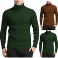 thumbnail image 1 of Frnrwgo Mens Sweater Turtleneck Ribbed Knit Oversized Long Sleeve Casual Winter Top, 1 of 6