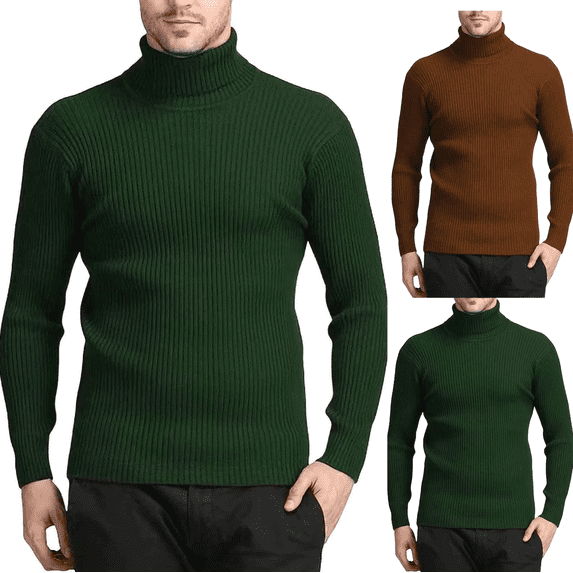 Frnrwgo Mens Sweater Turtleneck Ribbed Knit Oversized Long Sleeve Casual Winter Top