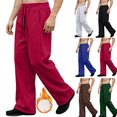 thumbnail image 1 of Frnrwgo Mens Sweatpants Fleece Lined Drawstring Waist Wide Leg Straight Casual Pants with Pockets, 1 of 8