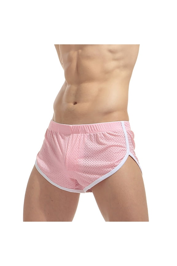 Mens Swim Boxer Briefs Low Rise Drawstring Mesh Breathable Lightweight Summer Daily Underwear