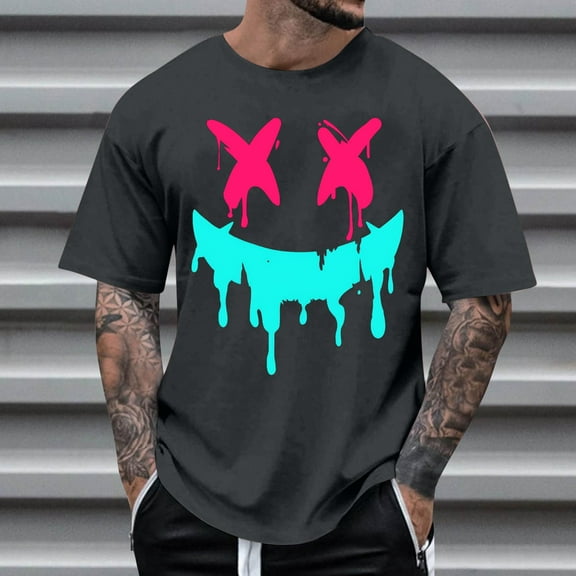 Frnrwgo Mens T Shirt Soft Round Neck Short Sleeve Tee Trendy Comfortable Graphic Tops for Summer