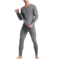 thumbnail image 1 of Frnrwgo Mens Thermal Underwear Set Cotton Crew Neck Long Sleeve Soft Breathable Base Layer Top Bottom for Winter Cold Weather, 1 of 5