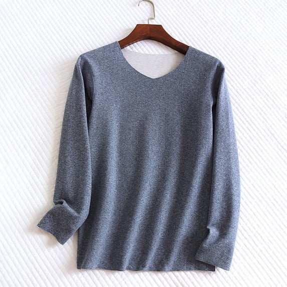 Frnrwgo Mens Thermal Underwear Top V-Neck Long Sleeve Loose Fit High Stretch Breathable Fall Winter Casual Pajama Top