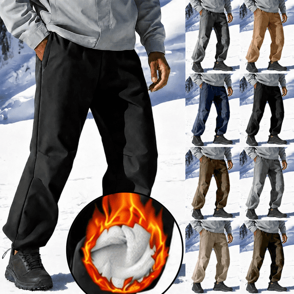 Frnrwgo Mens Winter Snow Pants Waterproof Windproof Soft Fleece Lined -20°C Extreme Warm with Deep Pockets