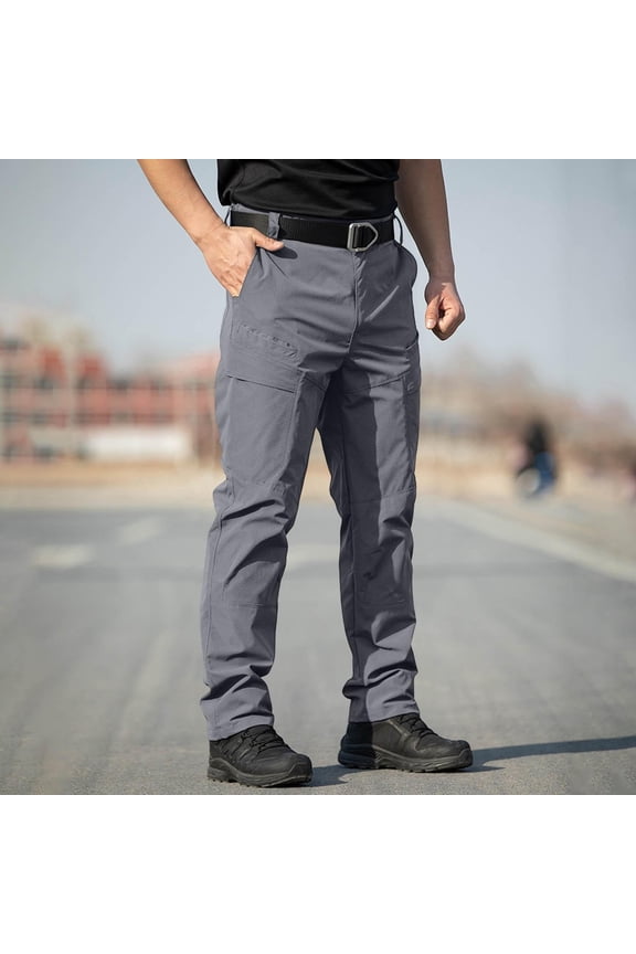 Mens Work Pants Waterproof Durable Cargo Straight Leg with Pockets for Outdoor Hiking