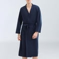thumbnail image 1 of Frnrwgo Mens Yukata Robe Soft Lightweight Tie Waist Pockets Solid Color Home Bathrobe, 1 of 4