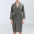 thumbnail image 1 of Frnrwgo Mens Yukata Robe Soft Lightweight Tie Waist Pockets Solid Color Home Bathrobe, 1 of 4