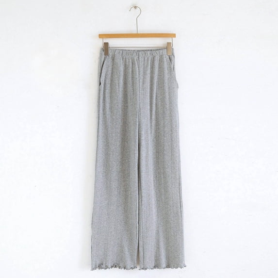 Frnrwgo Pajama Pants for Women, Solid Color Loose Lounge Sleep Bottoms, Elastic Waist Comfy Casual Trousers