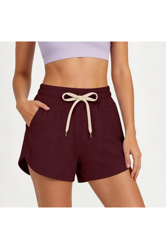 Women Shorts Summer Drawstring Elastic Waisted Casual Going Out Mini Short with Pockets