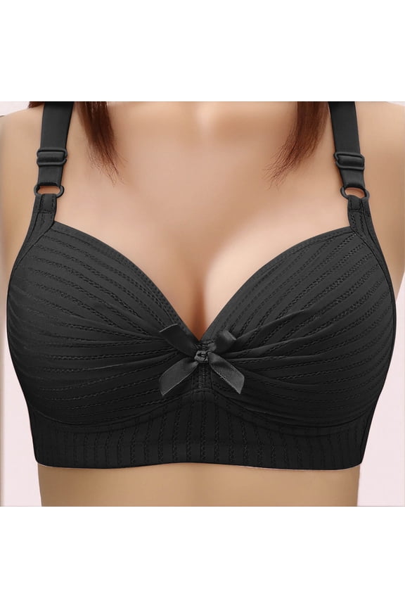 Womens Bras with Bow, Simple Solid Color Wireless Bra, Soft Cup Comfy Everyday Bras