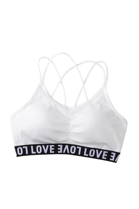 Womens Letter Print Bras, Seamless Breathable Fashion Bra, Comfy Stretchy Bras for Women