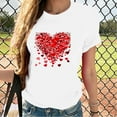 thumbnail image 1 of Frnrwgo Womens Short Sleeve Tops for Valentine, Printed Round Neck Cozy Summer Tee, Holiday Graphic Casual Shirts, 1 of 5