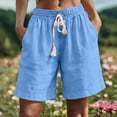 thumbnail image 1 of Frnrwgo Womens Shorts with Pockets Summer Drawstring Elastic Waist Outdoor Trousers Comfort Fashion Solid Color Loose Short Pants, 1 of 6