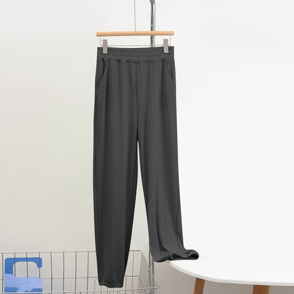 Frnrwgo Womens Solid Color Pajama Pants, Lightweight Spring Summer Lounge Bottoms, Elastic Waist Comfy Casual Sleep Trousers