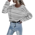 thumbnail image 1 of Frnrwgo Womens Sweaters Crew Neck Spring Fashionable Pullover Striped Long Sleeve Soft Loose Fit Tops, 1 of 2