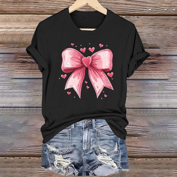 Frnrwgo Womens T Shirts Print Crew Neck Shirt Cozy Elegant Slim Blouse for Summer