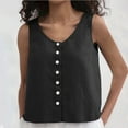 thumbnail image 1 of Frnrwgo Womens Tank Tops with Btton, Solid Color Linen Style Vest, Round Neck Casual Summer Shirts, 1 of 7