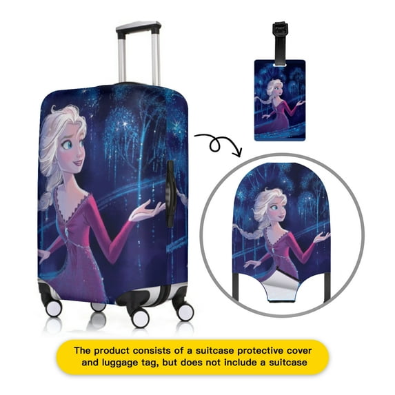 Fro×zen Hard Shell Suitcase Cover with Luggage Tag, 21inch/25inch/28inch/32inch ﻿(Excluding luggage)