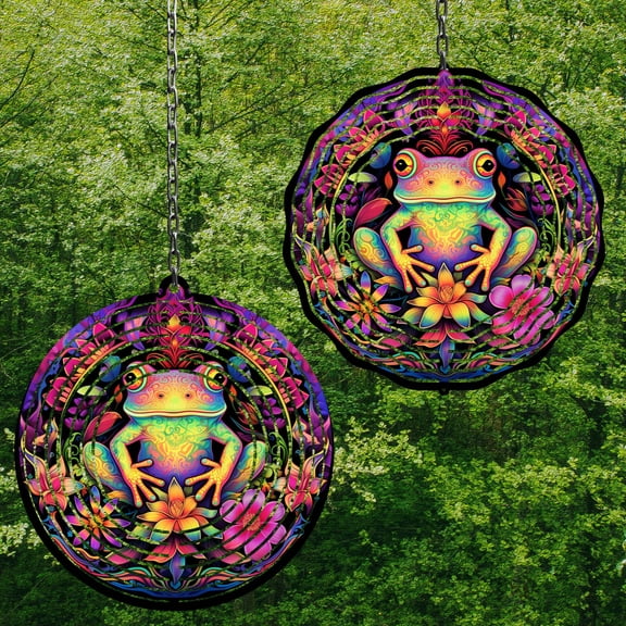 Frog 10 Inch Metal Wind Spinner, 3D Kinetic Outdoor Hanging Garden Decor for Yard Patio, Gift for Women and Men