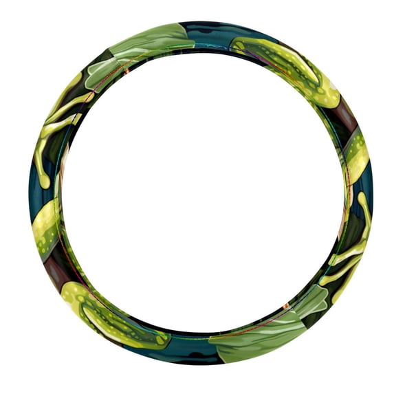 Frog 14.5 Inch Printing PVC Leather Steering Wheel Cover Car Wheel Covers Auto Accessories