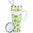 thumbnail image 1 of Frog 40oz Tumbler with Handle and Straw, Cute Strawberry Cup Coffee Mug Stainless Steel Insulated Water Bottle, Green Frog Gifts for Women Girl Birthday Christmas, 1 of 6
