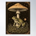 thumbnail image 1 of Frog And Mushroom In The Forest At Night - Goblincore Dark Forest Cottagecore Nature Poster Wall Art, Modern Wall Decor, 12x18 UNFRAMED, 1 of 3