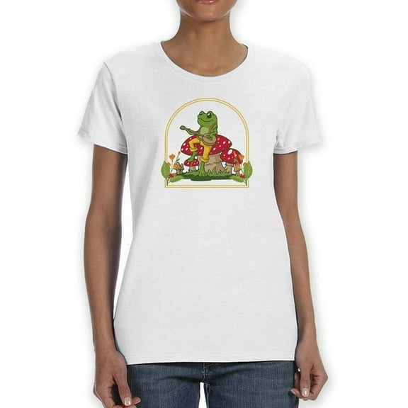 Frog And Mushrooms T-Shirt Women -Smartprints Designs, Female 5X-Large